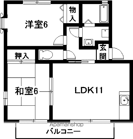 レジデンスアムール(2LDK/2階)の間取り写真
