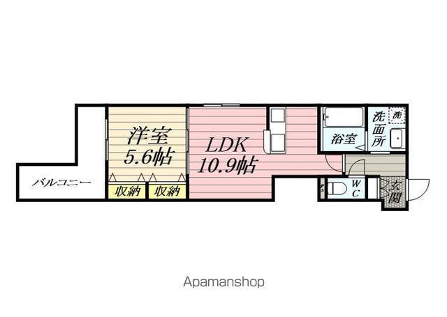 大口通ヘーベルメゾン(1LDK/2階)の間取り写真