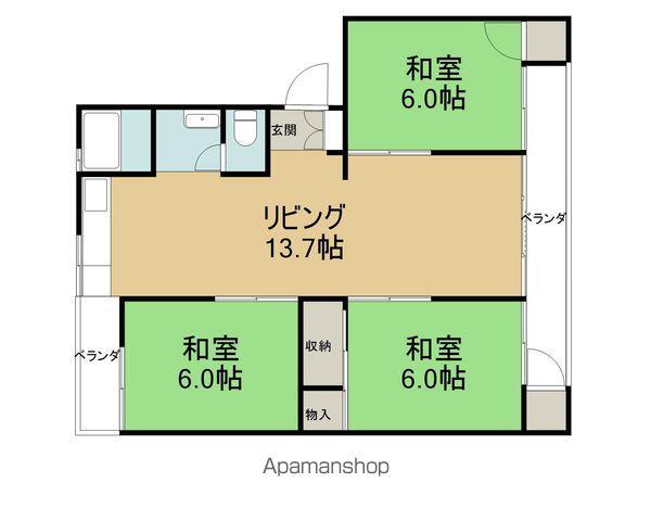 渚マンションA(3LDK/2階)の間取り写真