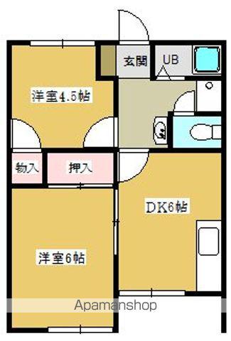 リバーサイド・ハイツ(2DK/1階)の間取り写真