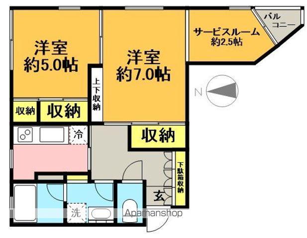 メイプルテラス(2K/1階)の間取り写真