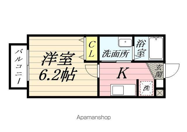 ガーデンコート仲宿Ⅲ(1K/2階)の間取り写真