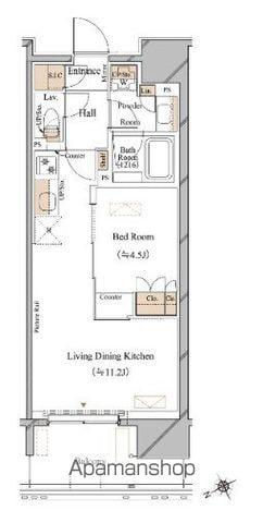 ブランシエスタ浅草蔵前(1LDK/11階)の間取り写真