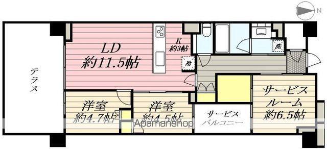 グランドメゾン武蔵小杉の杜(2SLDK/1階)の間取り写真