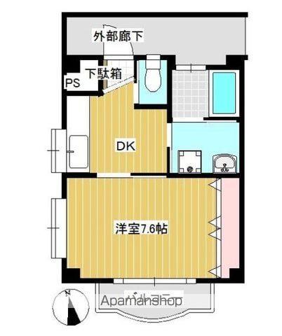 ポートハウス金子(1DK/2階)の間取り写真