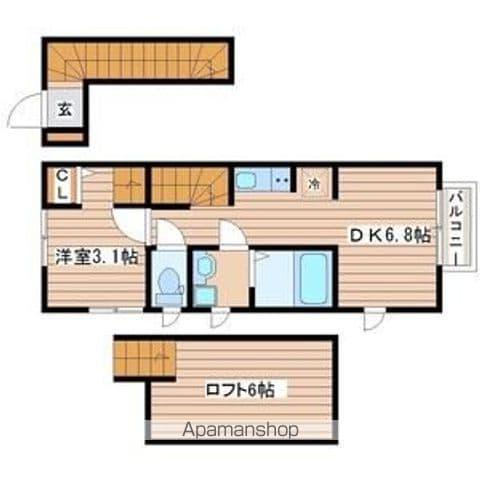 THEソレイユ国見(1DK/2階)の間取り写真