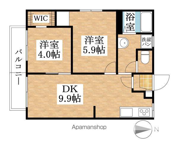 ハイツ下山A・B棟(2DK/2階)の間取り写真
