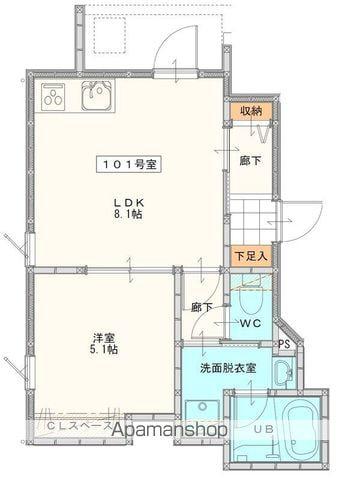 LA KASA野中町(1LDK/3階)の間取り写真