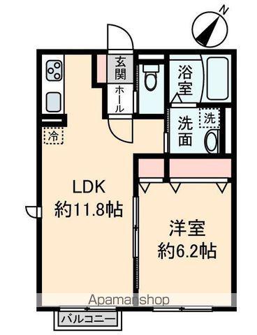 八ヶ崎ハイム(1LDK/2階)の間取り写真