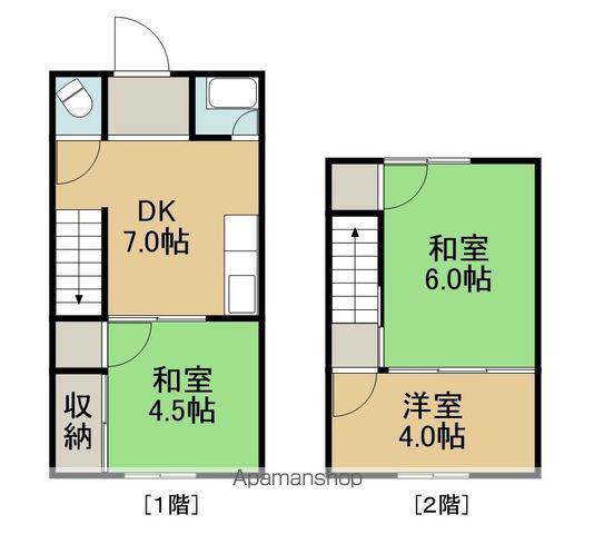 寺司アパート(3DK/1階)の間取り写真