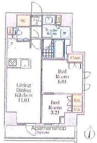 クレストコート中野富士見町(2LDK/8階)の間取り写真