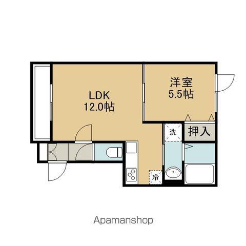 千歳線 千歳駅(北海道) 徒歩31分 3階建 築1年(1LDK/2階)の間取り写真