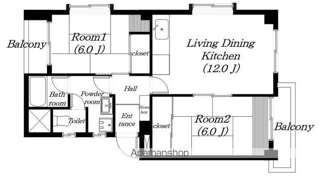 サンシャイン石山(2LDK/3階)の間取り写真