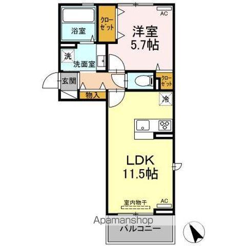 エクスプレス新八代 A棟(1LDK/2階)の間取り写真