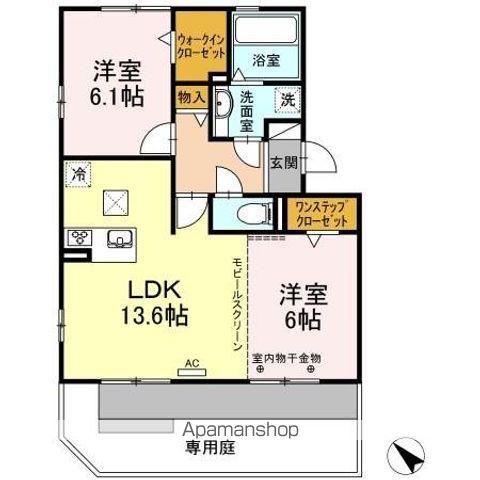オレオール鳥居松(2LDK/1階)の間取り写真
