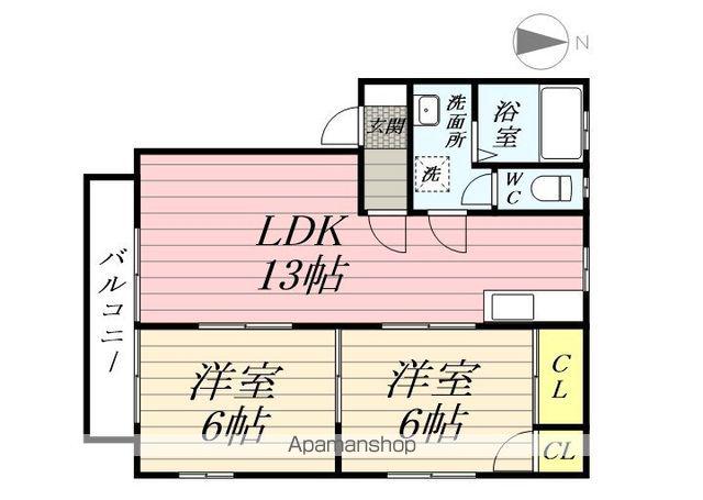 クレスト八幡山A棟(2LDK/2階)の間取り写真
