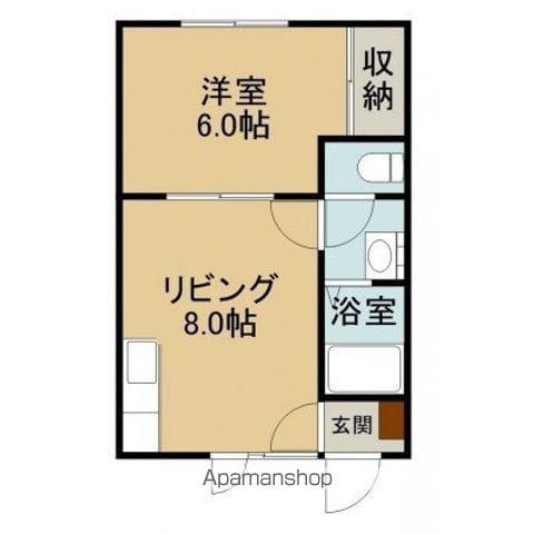 タウンハウス本通(1DK/1階)の間取り写真
