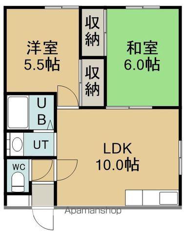 グランベリー七重浜(2LDK/2階)の間取り写真