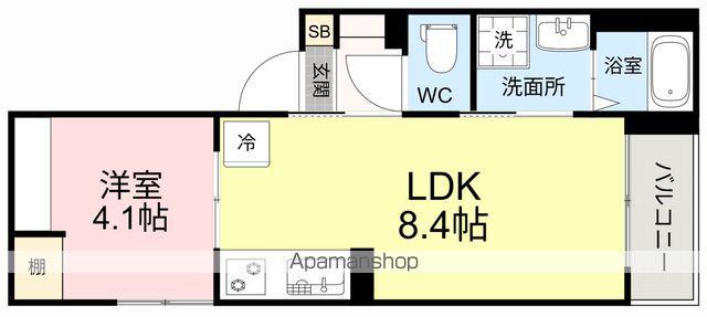 グロウランス薬師堂Ⅱ(1LDK/3階)の間取り写真