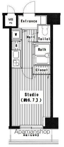 グランド・ガーラ幡ヶ谷ウエスト(1K/9階)の間取り写真