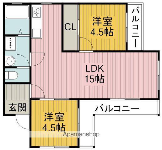豊中ファミリーハイツ(2LDK/3階)の間取り写真