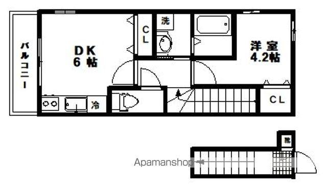バーシティハウス子平町(1DK/2階)の間取り写真
