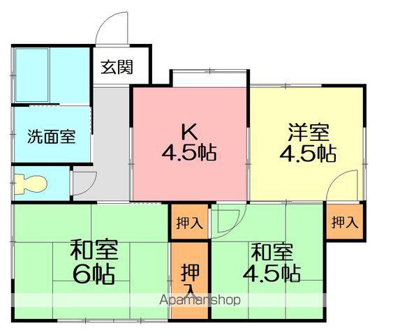 湘南新宿ライン高海 大磯駅 徒歩10分 1階建 築34年(3K)の間取り写真