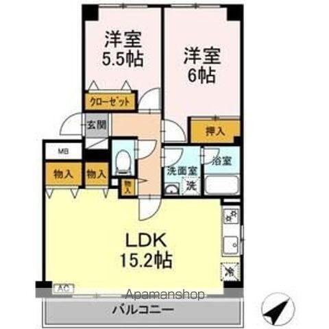 ベルエアーガーデン(2LDK/1階)の間取り写真