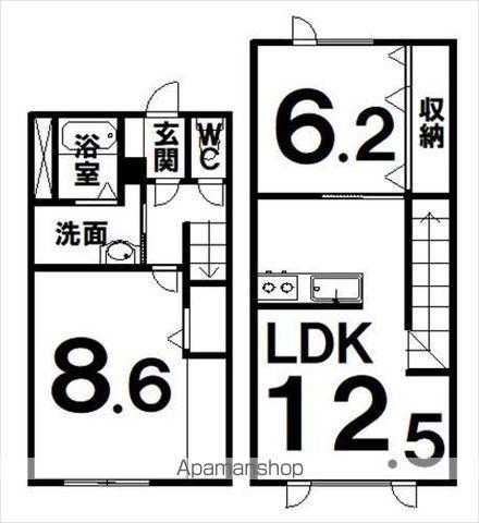 メイプルⅢ(2LDK)の間取り写真