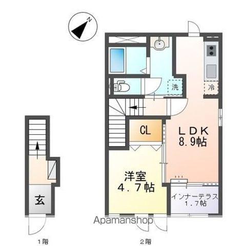 草津市野村3丁目アパート(1LDK/2階)の間取り写真