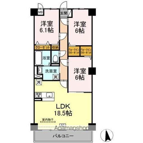グランヴェールにしすな(3LDK/3階)の間取り写真