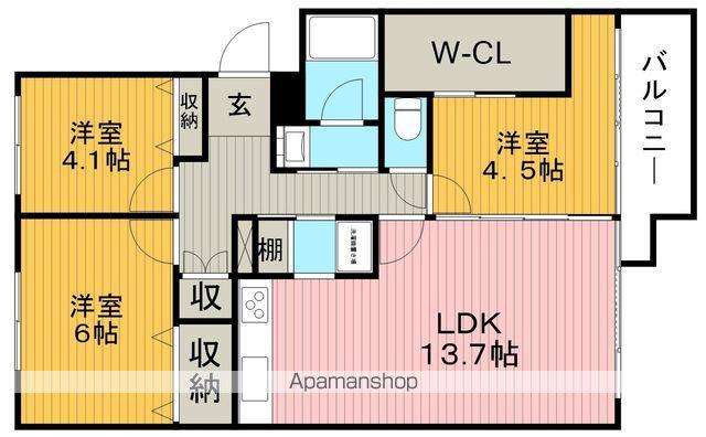 北緑丘第418号棟(3LDK/5階)の間取り写真