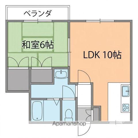 メゾンド・はなぶさⅡ(1LDK/2階)の間取り写真