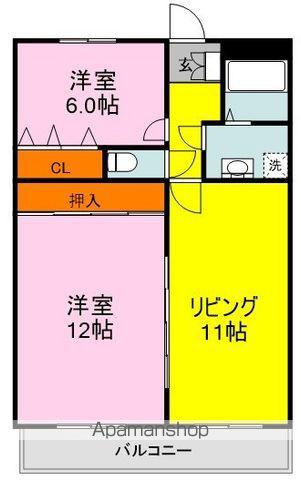 エントピア那珂川2(3LDK/4階)の間取り写真
