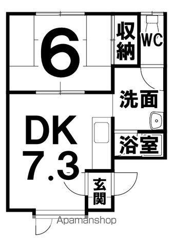 サンリバー(1DK/2階)の間取り写真