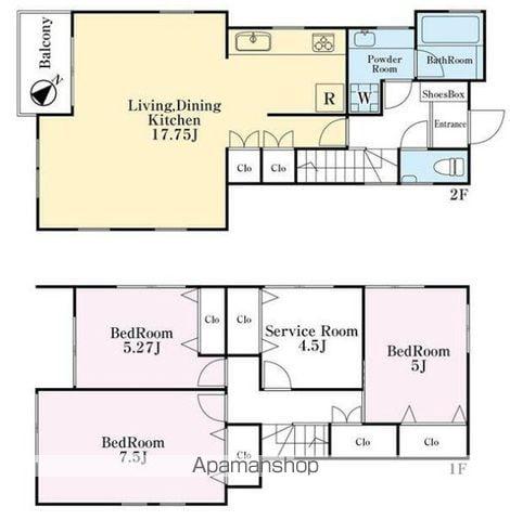 根岸線 山手駅 徒歩5分 2階建 築9年(3SLDK)の間取り写真