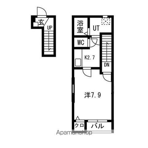 コハル・ファミリアⅡ(1K/2階)の間取り写真