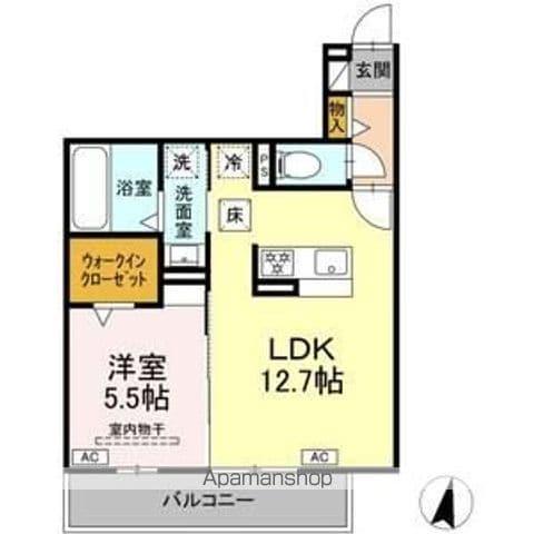 DーHILLS子安III(1LDK/2階)の間取り写真
