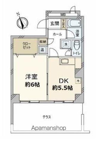JGM渡辺通南Ⅰ(1DK/1階)の間取り写真