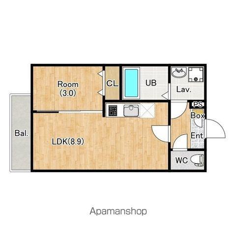 ジーメゾン千葉村田町エベッラ(1LDK/2階)の間取り写真
