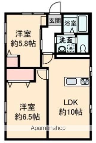 シティハイムぺブルC(2LDK/1階)の間取り写真