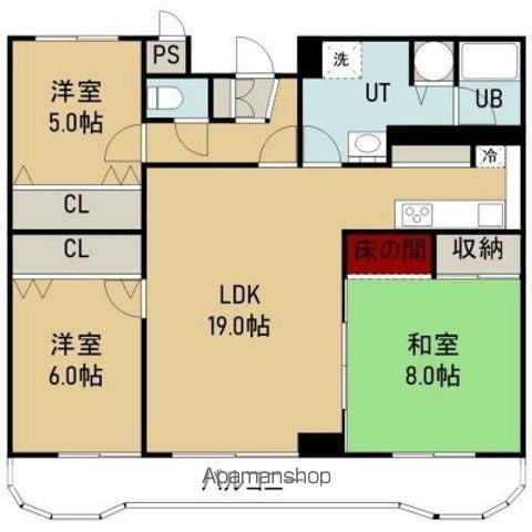ルネッサンス末広(3LDK/3階)の間取り写真