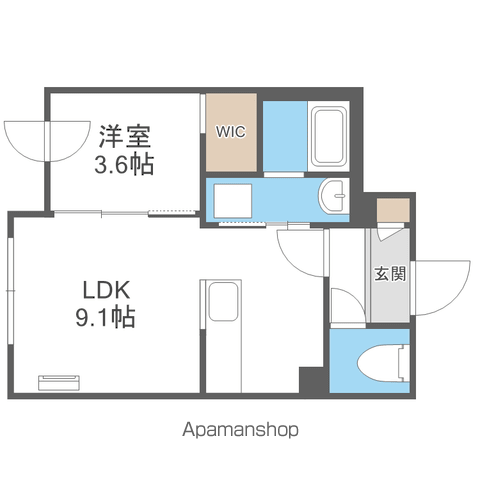 エスグランデ北13 北13東12MS(1LDK/2階)の間取り写真