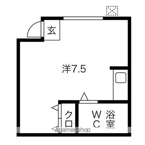 グローバルレジデンス(ワンルーム/2階)の間取り写真