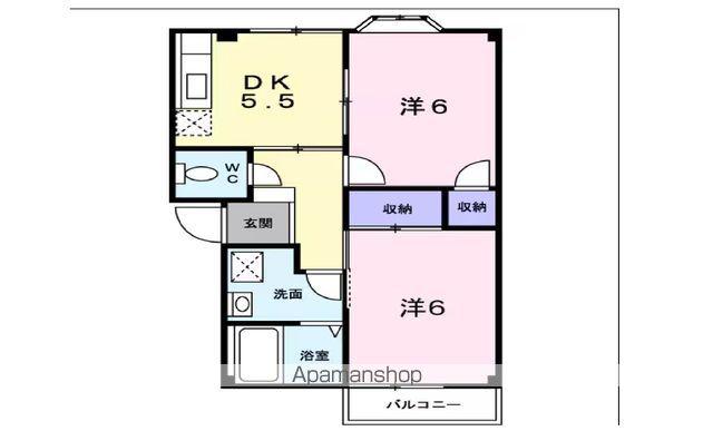 アドバンス21(2DK/2階)の間取り写真
