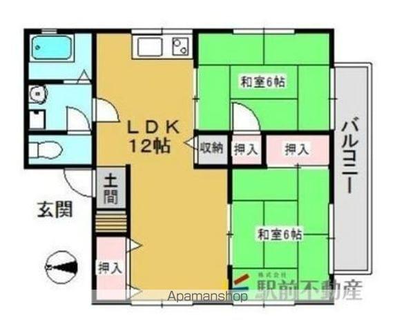 ランクレーンハイツ(2LDK/1階)の間取り写真