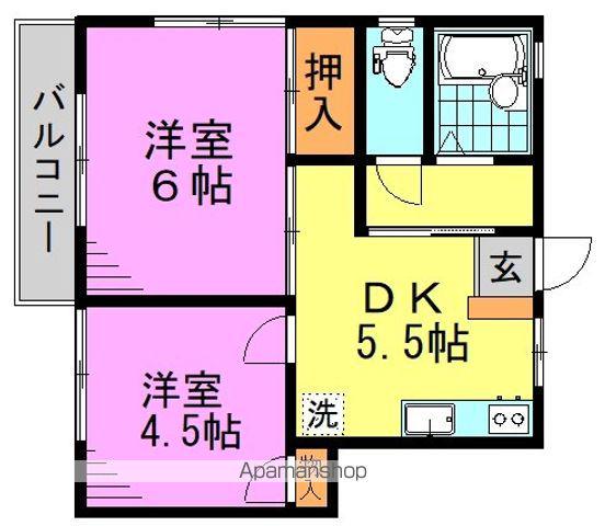 マツモトハイツ(2DK/2階)の間取り写真