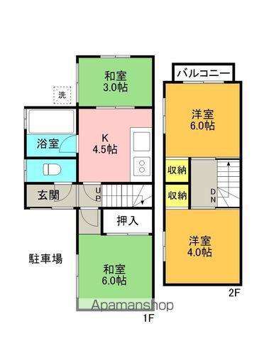 予讃線 宇多津駅 徒歩23分 2階建 築35年(4DK)の間取り写真