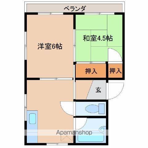 第一弘コーポ(2DK/2階)の間取り写真
