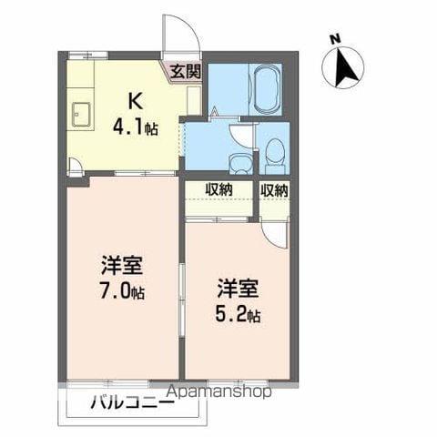 プレシオーサ東黒石野(2K/1階)の間取り写真
